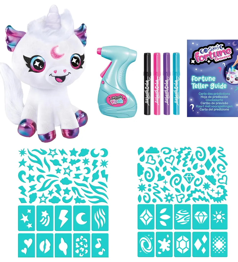 Airbrush Plush Bamse m. Lys - 27 cm - Kosmisk Enhjørning