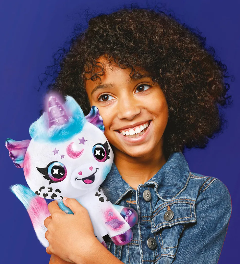 Airbrush Plush Bamse m. Lys - 27 cm - Kosmisk Enhjørning