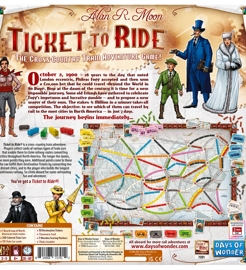 Asmodee - Ticket To Ride Brætspil - USA - Nordic