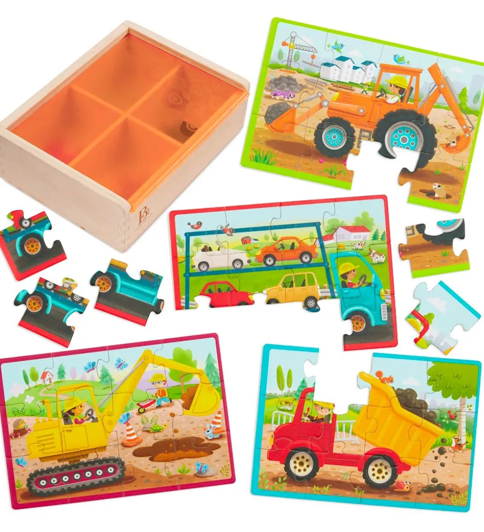 B. toys Puslespil - 4x12 - Arbejdskørertøjer