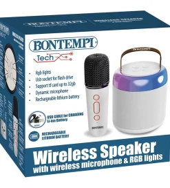 Bontempi Mini Højtaler m. Mikrofon/Lys - Trådløs