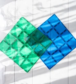 Connetix Magnetplader - 2 Dele - Blå og Grøn