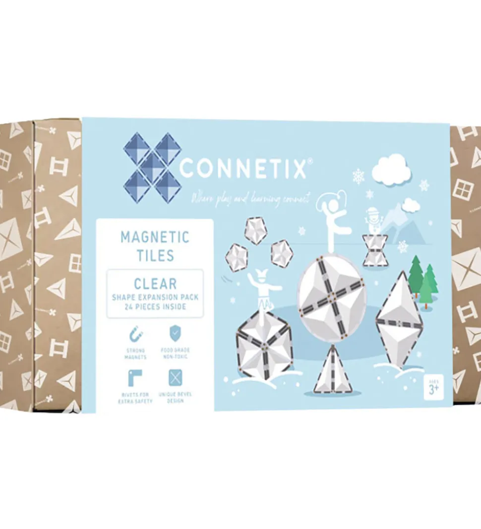 Connetix Magnetsæt - 24 Dele - Clear Shape Expansion Pack
