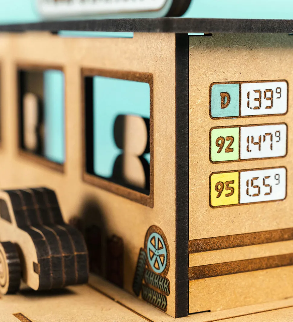 Crateit Kreasæt - Crateit Town - Træ - Tankstation - 28 Dele