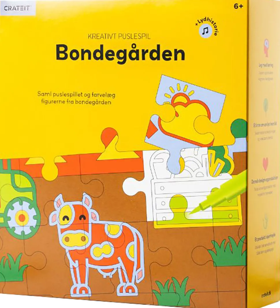 Crateit Puslespil - Træ - Bondegården - 36 brikker - Lydhistorie
