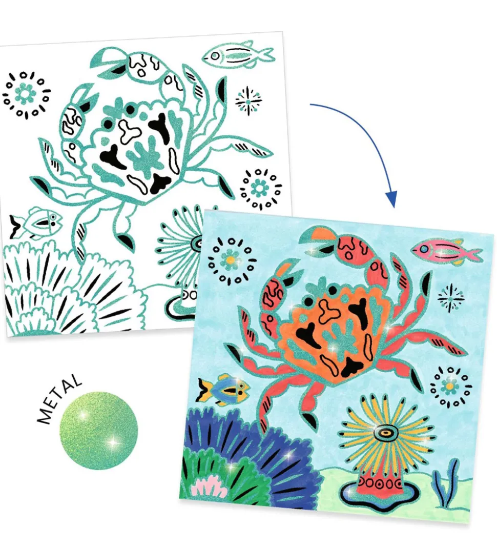 Djeco Farvelægningskort - 4 Stk. - Under The Sea