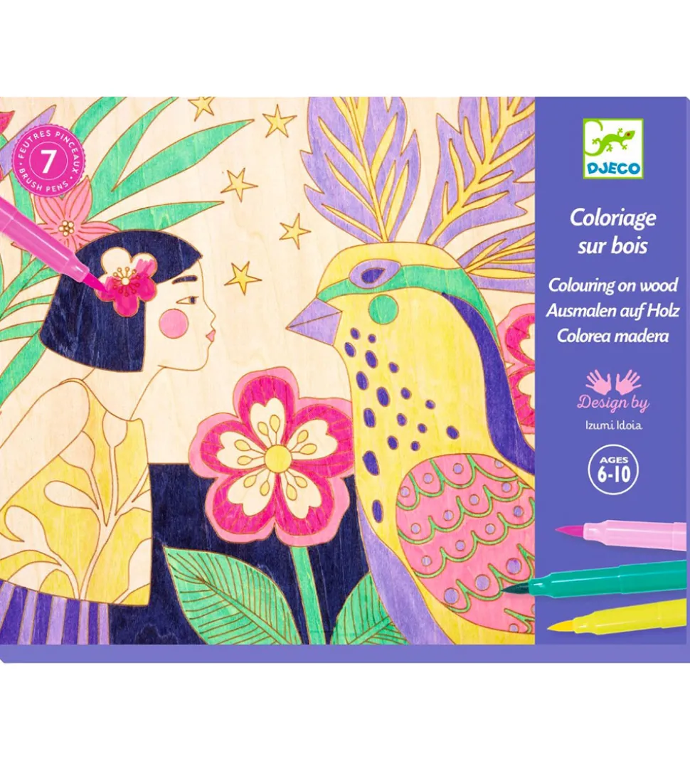 Djeco Kreasæt - Farvelægning På Træ - Sweet Girls