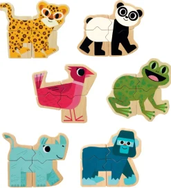 Djeco Magnetpuslespil - 6 stk./24 Brikker - Mixanimo