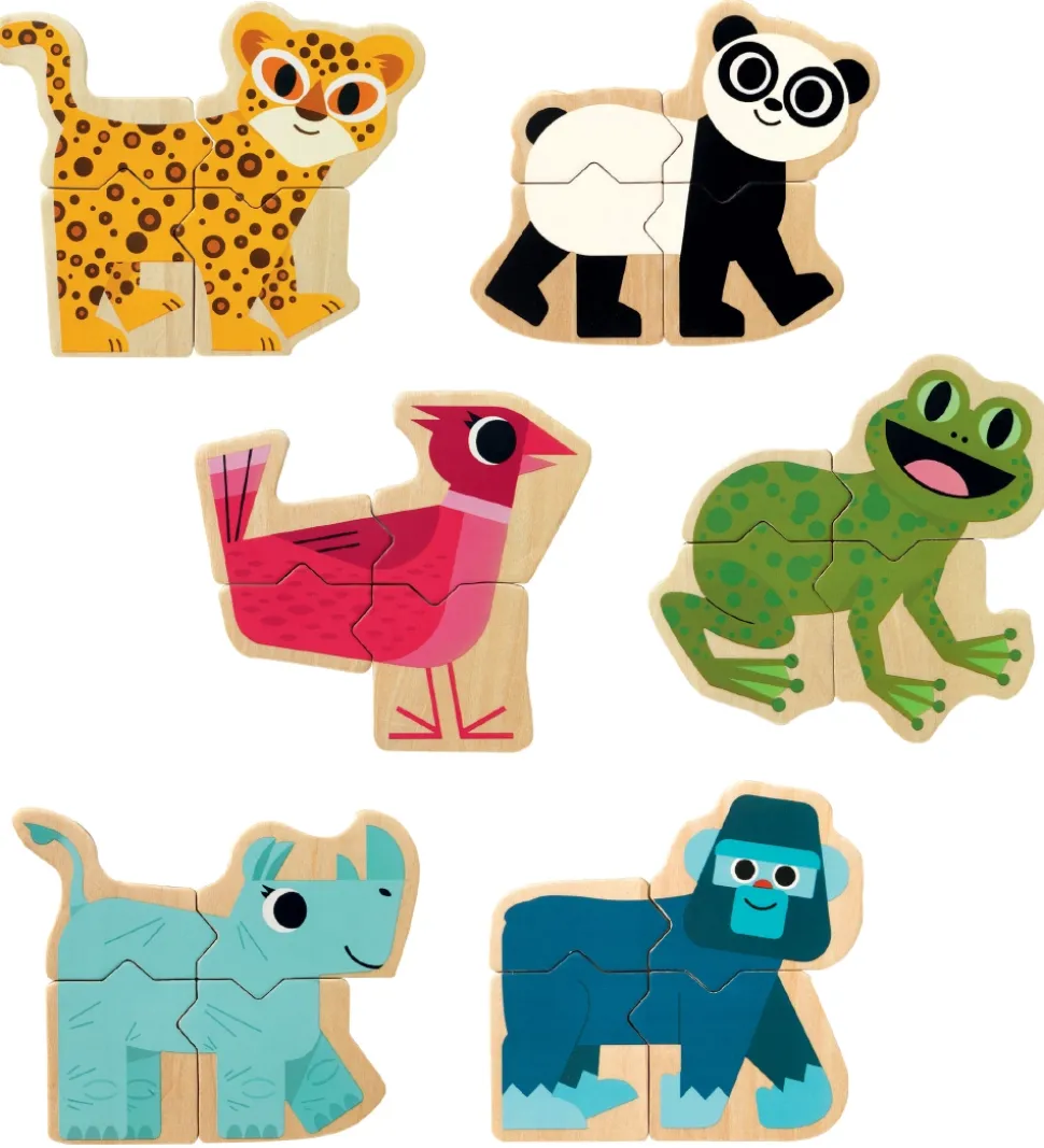 Djeco Magnetpuslespil - 6 stk./24 Brikker - Mixanimo