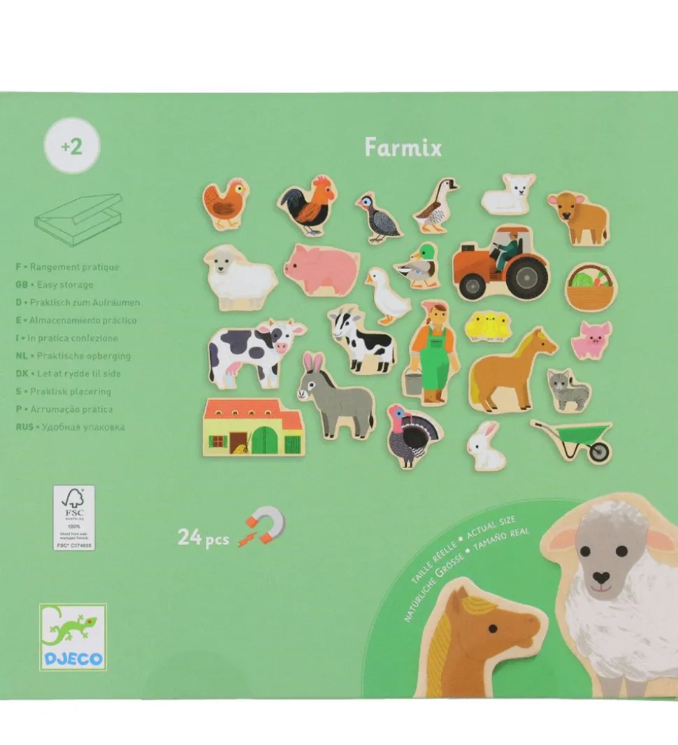 Djeco Magnetspil - 24 Brikker - Farmix