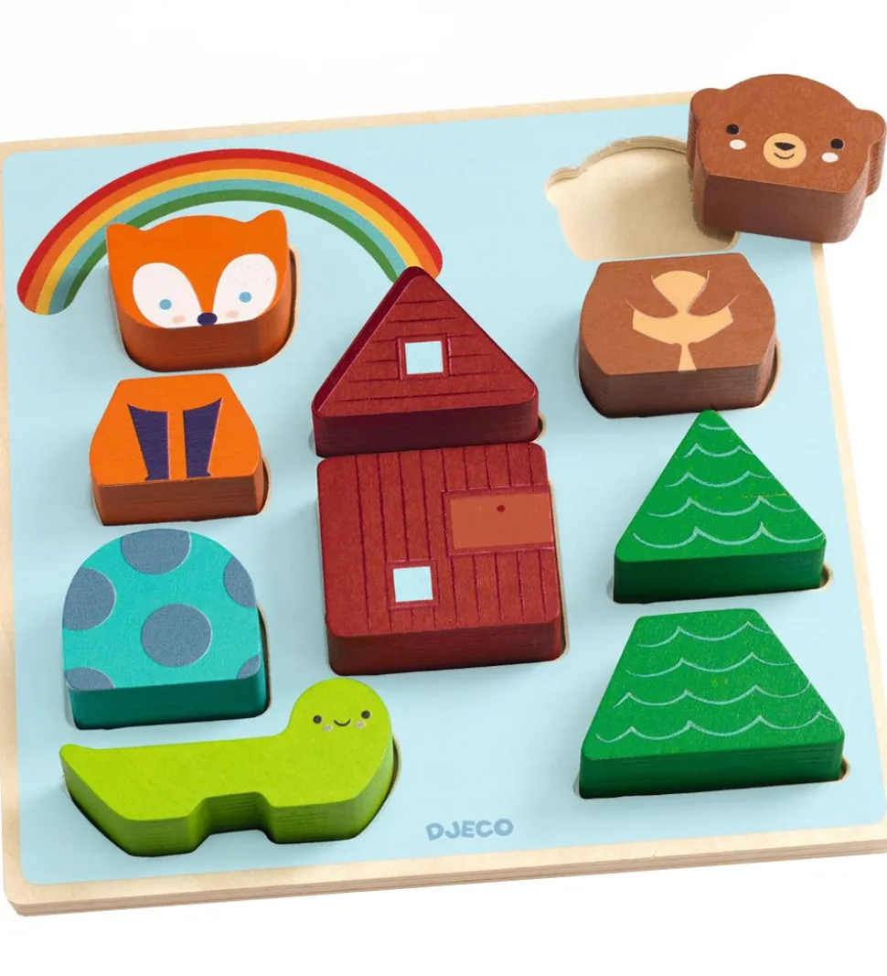Djeco Puslespil - 10 Brikker - Træ - Rainbow