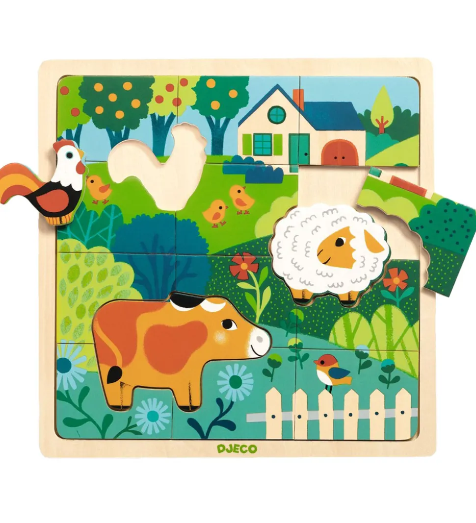 Djeco Puslespil - 15 Brikker - Puzzlo Farm
