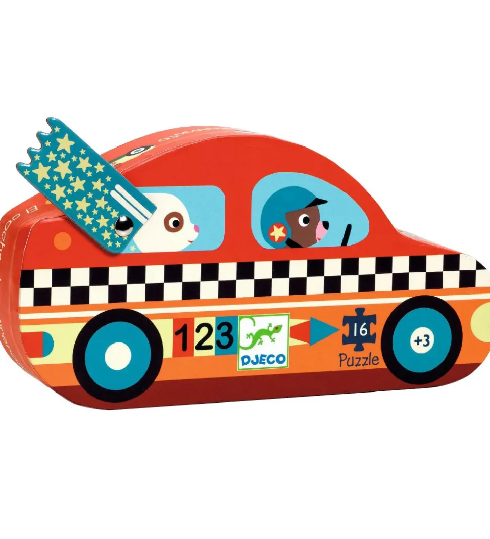 Djeco Puslespil - 16 Brikker - The Racing Car