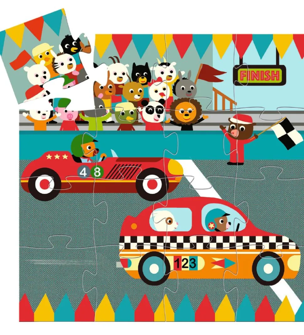 Djeco Puslespil - 16 Brikker - The Racing Car