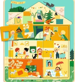 Djeco Puslespil - Træ - 12 Brikker - Hus I 3 Lag