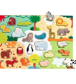 Djeco Puslespil - Træ - 22 Brikker - Puzzlo Animo