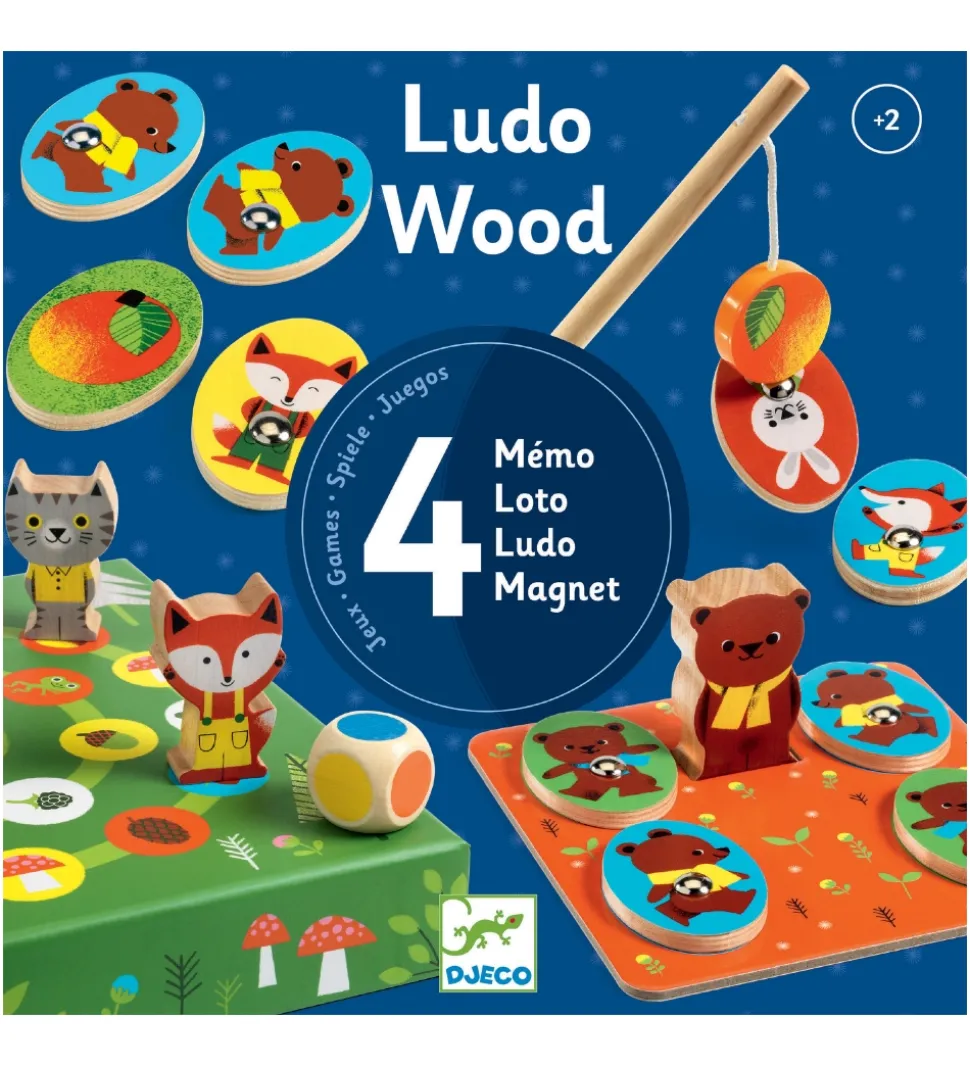 Djeco Spil - 4-i-1 - Ludo Wood