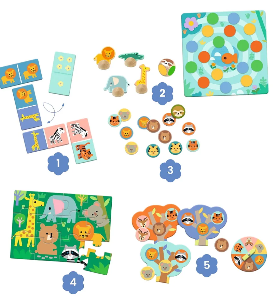 Djeco Spil - 5-i-1 - Wild Animals