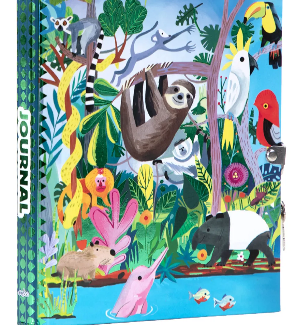 Eeboo Dagbog m. Lås - Regnskoven