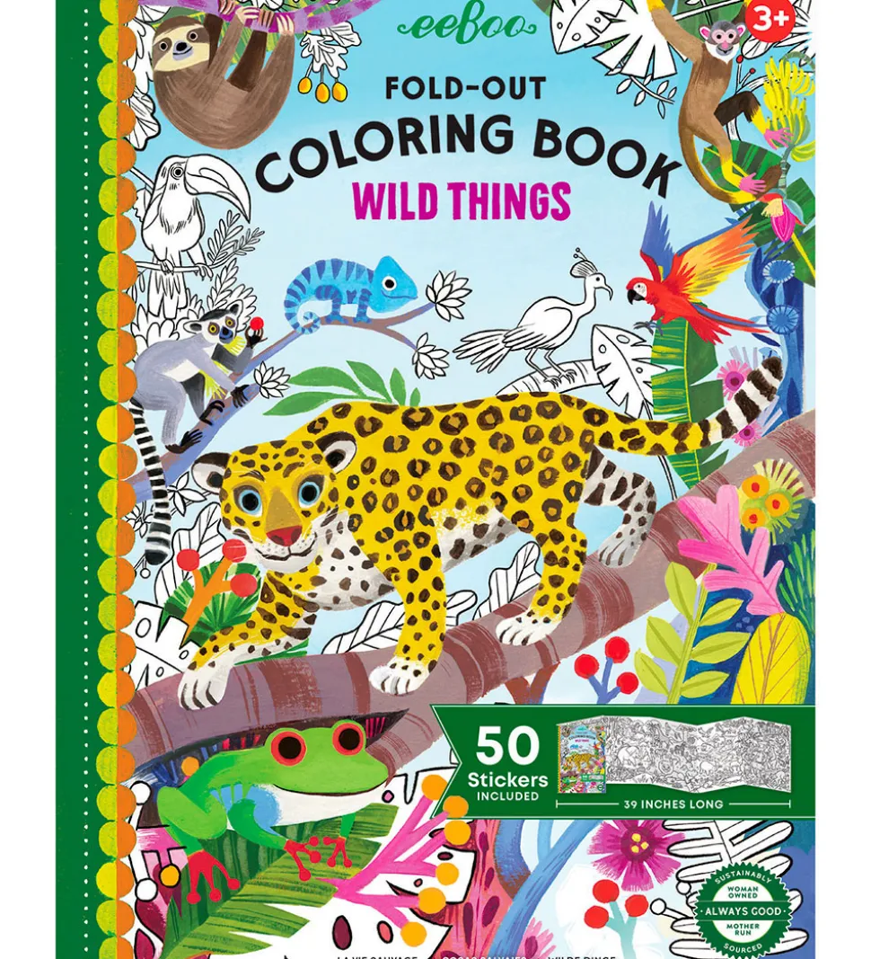Eeboo Fold Ud Malebog m. Klistermærker - Vilde Dyr