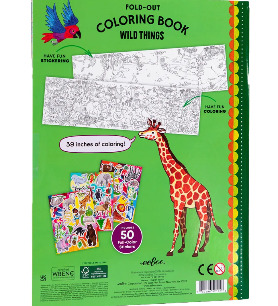 Eeboo Fold Ud Malebog m. Klistermærker - Vilde Dyr