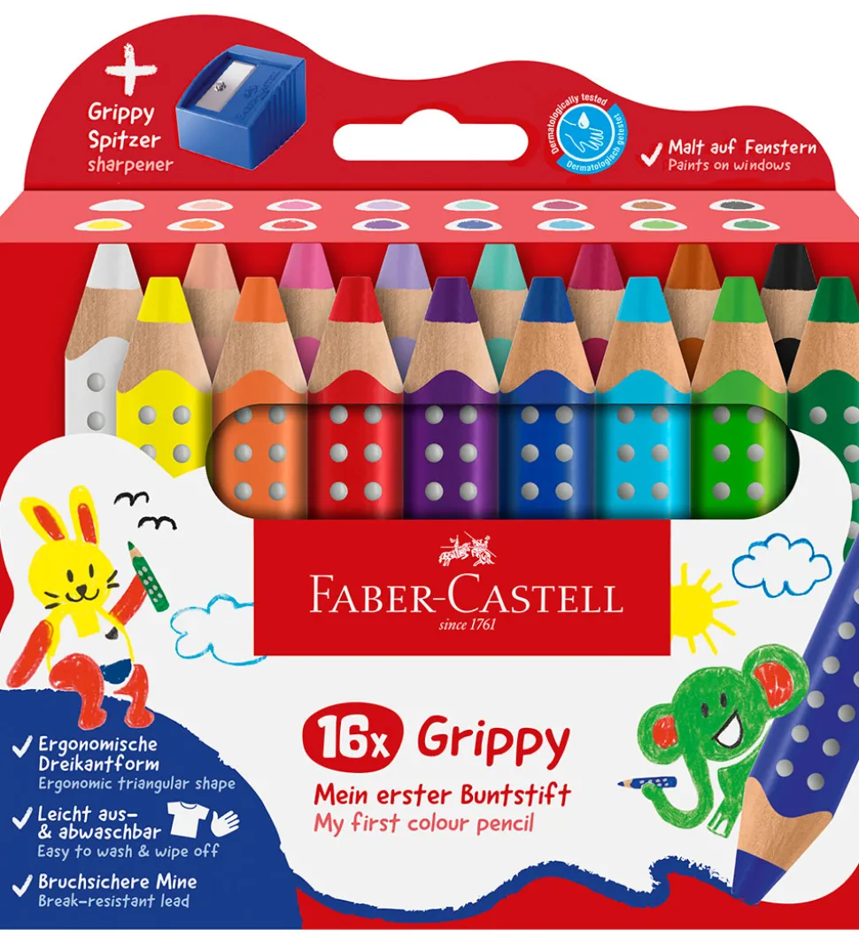Faber-Castell Farveblyanter - XXL Jumbo Grip + Spidser - 16 stk.