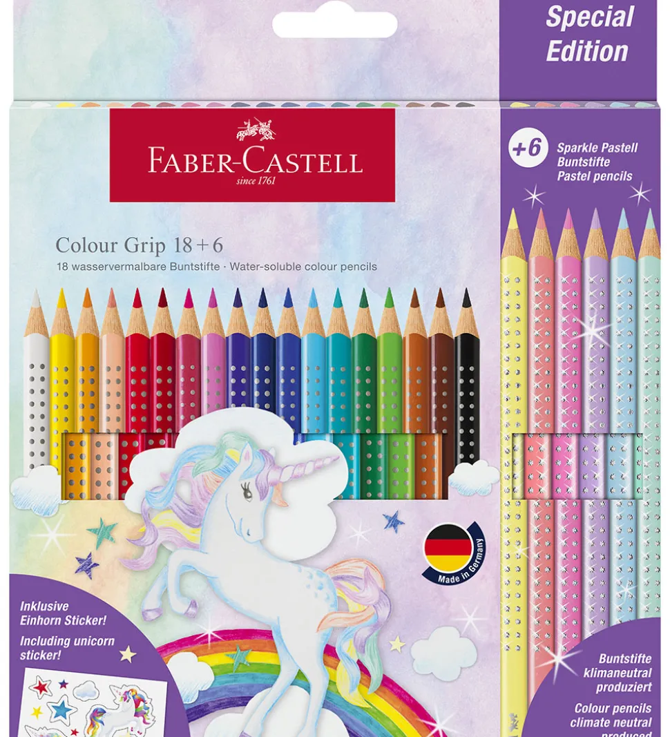 Faber-Castell Farveblyanter - Trekantet - Grip Unicorn - 18+6 st