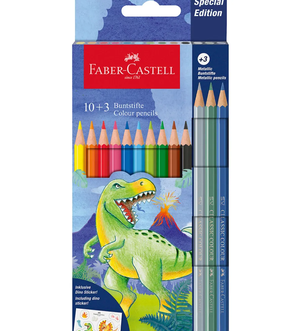 Faber-Castell Farveblyanter - 10+3 stk. - Dinosaur Metallic