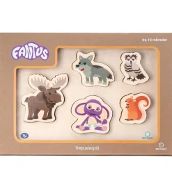 Fantorangen & Fantus Puslespil - Træ - 5 Brikker - Dyrene I Skov