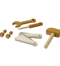 Flexa Play Værktøjssæt - 8 stk - Mustard/Naturalwood