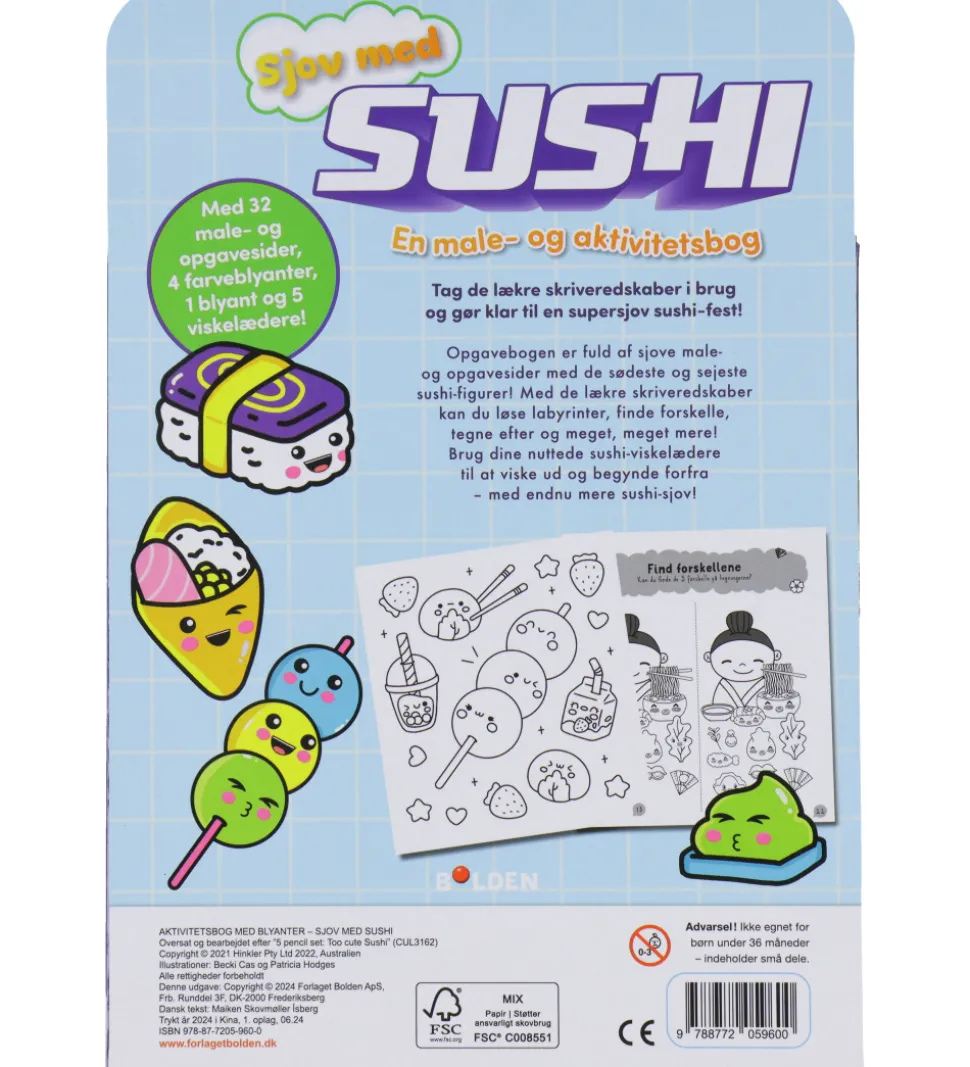 Forlaget Bolden Male- og Aktivitetsbog m. Blyanter - Sjov med Su