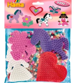 Hama Midi Perlesæt - 3000 stk. + 4 Plader - Pastel Multifarvet