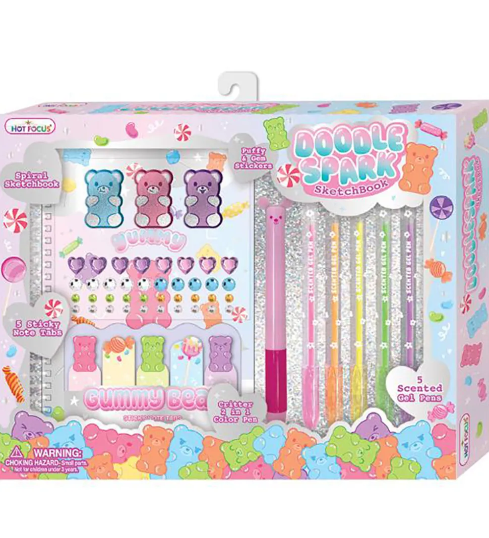 Hot Focus Spiralbog m. Gelépenne/Post-Its/Klistermærker - Doodle