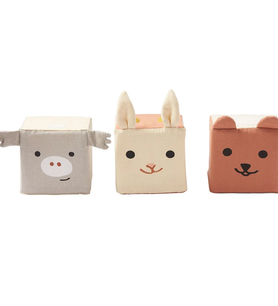 Kids Concept Bamser - 3 Stk. - 9x9 cm - Play Cubes Textile