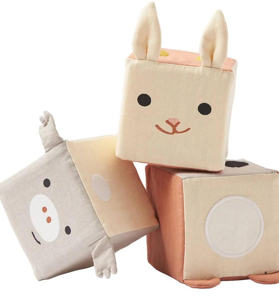Kids Concept Bamser - 3 Stk. - 9x9 cm - Play Cubes Textile
