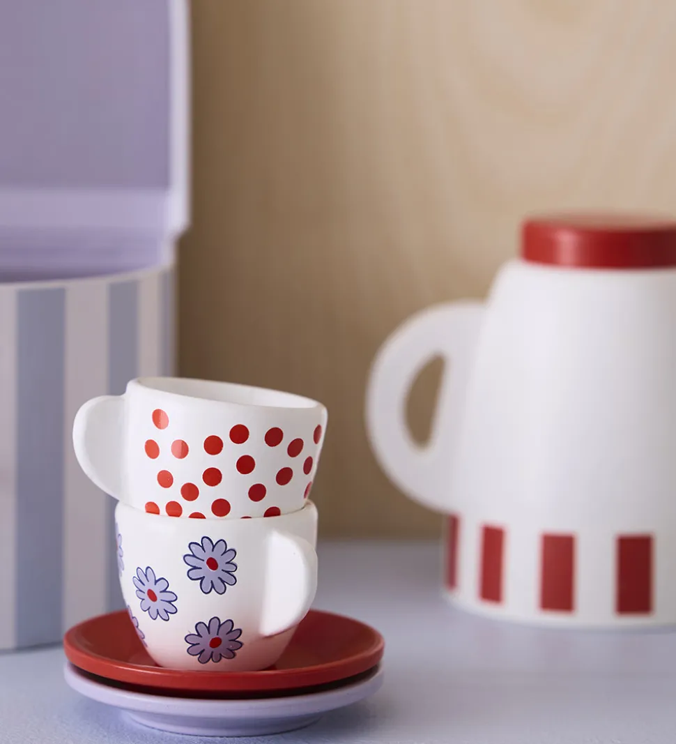 Kids Concept Kaffestel - Træ - Hvid/Rød m. Mumitrolde