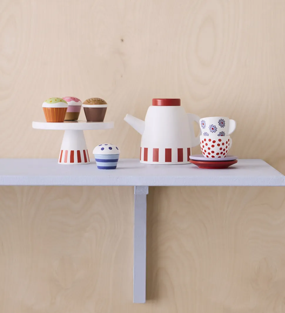 Kids Concept Kaffestel - Træ - Hvid/Rød m. Mumitrolde