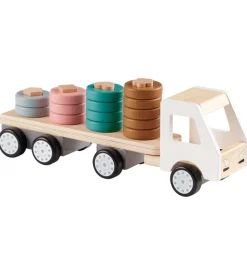 Kids Concept Stabellastbil - 38 cm - Aiden - Hvid/Natur