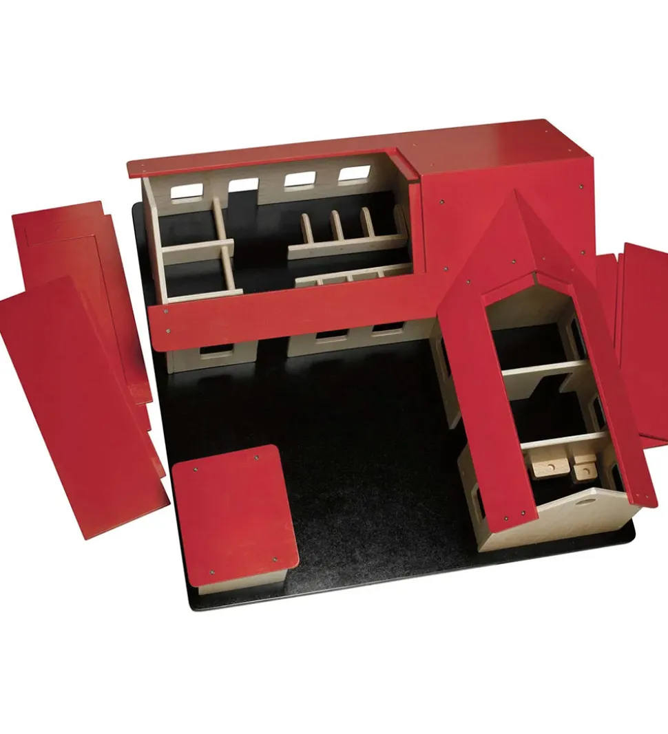 Krea Bondegård - Træ - 60x60 cm - Natur/Rød