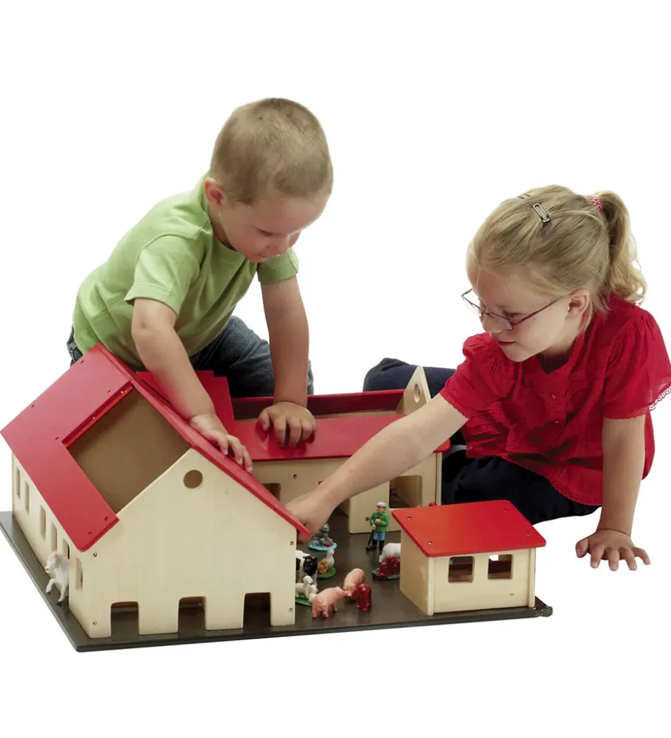 Krea Bondegård - Træ - 60x60 cm - Natur/Rød