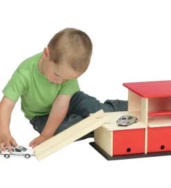 Krea Garage - Træ - 43x24 cm - Rød/Natur