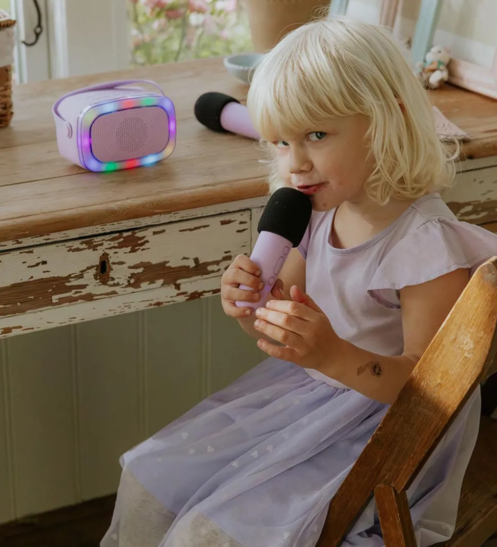Lalarma Højtaler m. 2 Mikrofoner - Trådløs - Karaoke - Purple