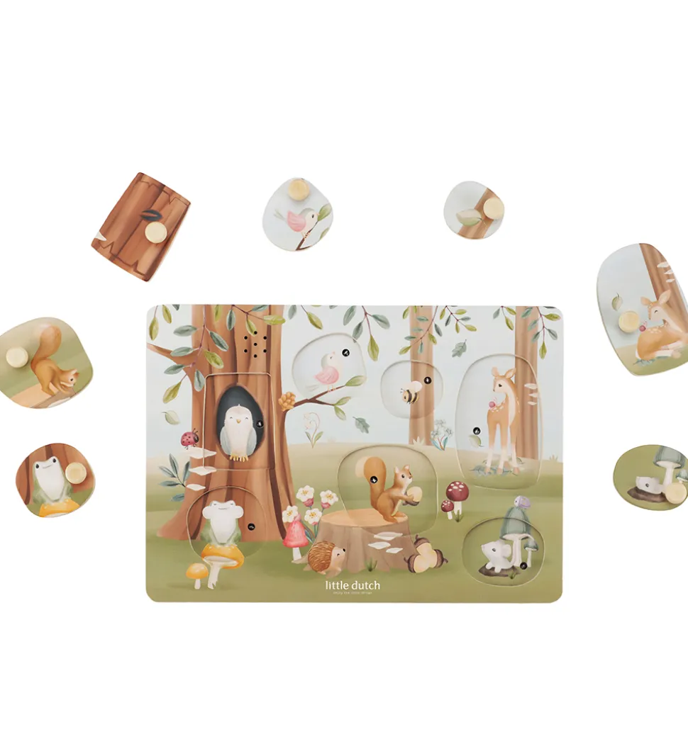 Little Dutch Puslespil m. Lyd - Træ - 7 Brikker - Forest Friends