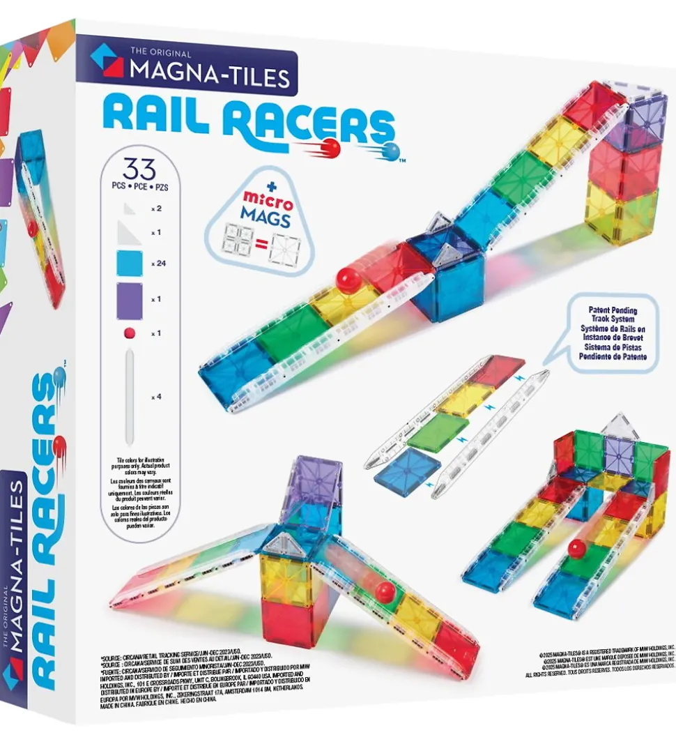 Magna-Tiles Magnetsæt - 33 Dele - Small Rail Racer + MicroMAGS