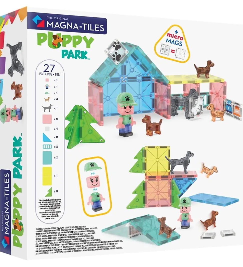 Magna-Tiles Magnetsæt - 27 Dele - Doggy Daycare + MicroMAGS