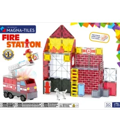 Magna-Tiles Magnetsæt - 50 Dele - Fire Station + MicroMAGS