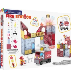 Magna-Tiles Magnetsæt - 50 Dele - Fire Station + MicroMAGS