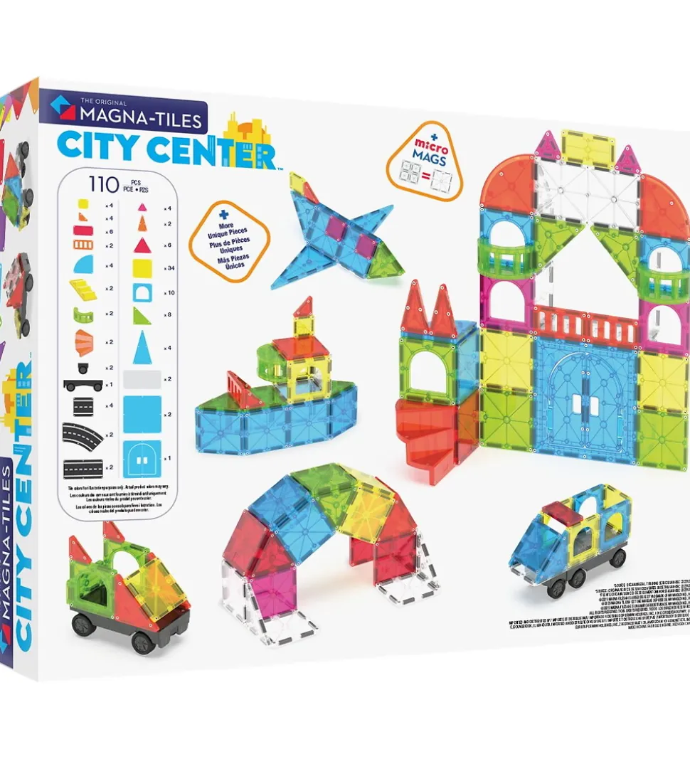 Magna-Tiles Magnetsæt - 110 Dele - City Center + MicroMAGS
