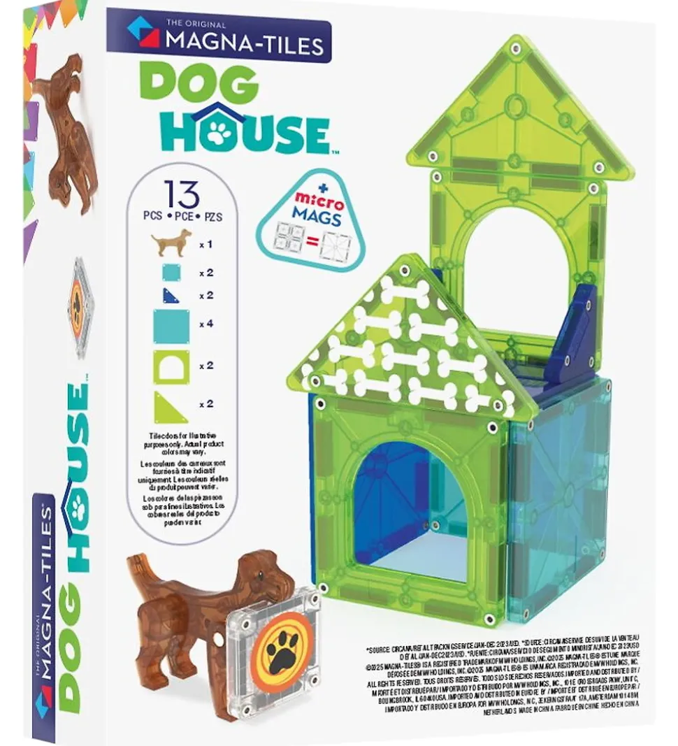 Magna-Tiles Magnetsæt - 13 Dele - Dog House + MicroMAGS
