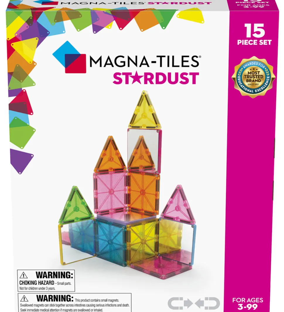 Magna-Tiles Magnetsæt - 15 Dele - Stardust Glitter & Spejle